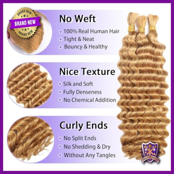 20 Inch Human Hair Extensions 110g Curly Deep Wave Boho Braiding Hair